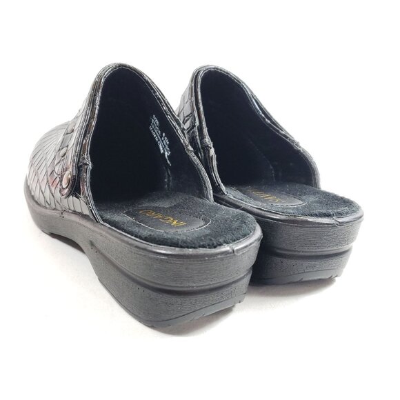 Ingaro Womens Size 8.5 Black Croc-Embossed Slip-On Clog Faux Leather - Picture 4 of 9